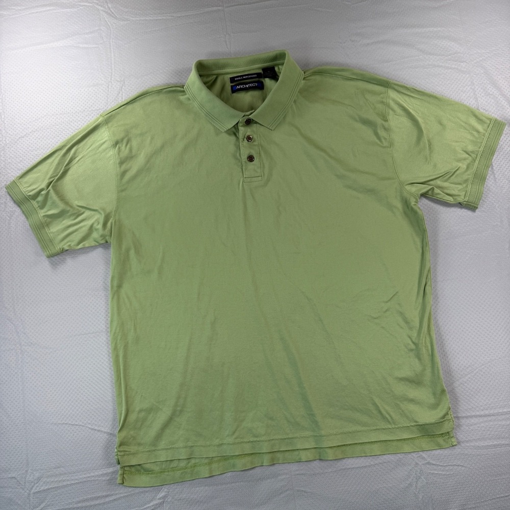 Architect Mens XL Sage Green Polo Shirt Double Mercerized Cotton Short Sleeve